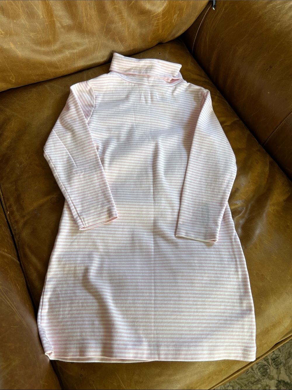 Little English Pink and White Striped Turtleneck Dress